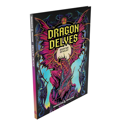 Dungeons & Dragons – Dragon Delves: Adventure Anthology (Alternate Cover). Dragon Delves book cover with colourful dragon illustration on a black background