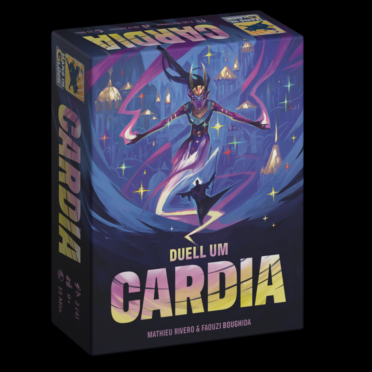 Cardinia game box with a stylized character on a dark background