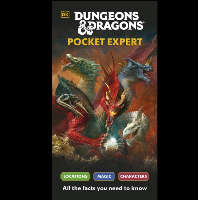 Dungeons & Dragons Pocket Expert Paperback Guide. Dungeons & Dragons Pocket Expert book cover with dragons and colorful design