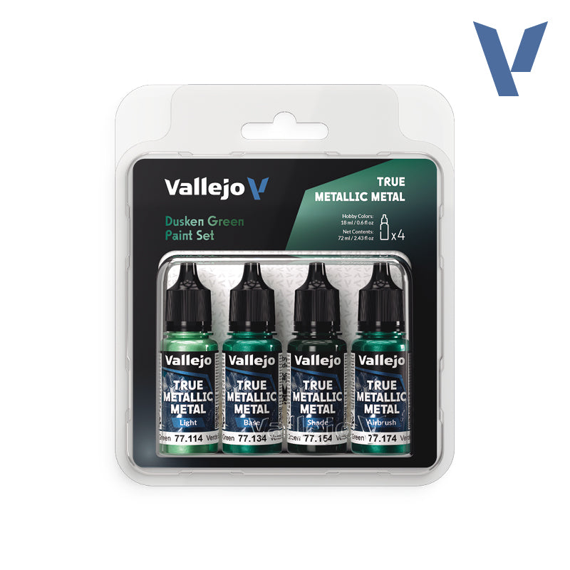 Vallejo Dusken Green True Metallic Metal Paint Set