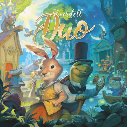 Everdell Duo board game with woodland theme cards tokens meeples and double sided board