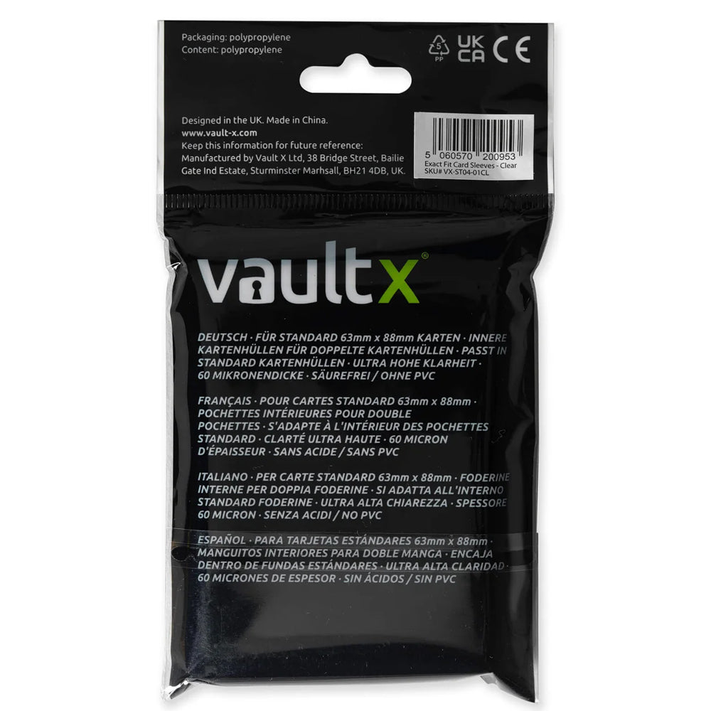 Vaultx perfect fit inner sleeves 100 count clear
