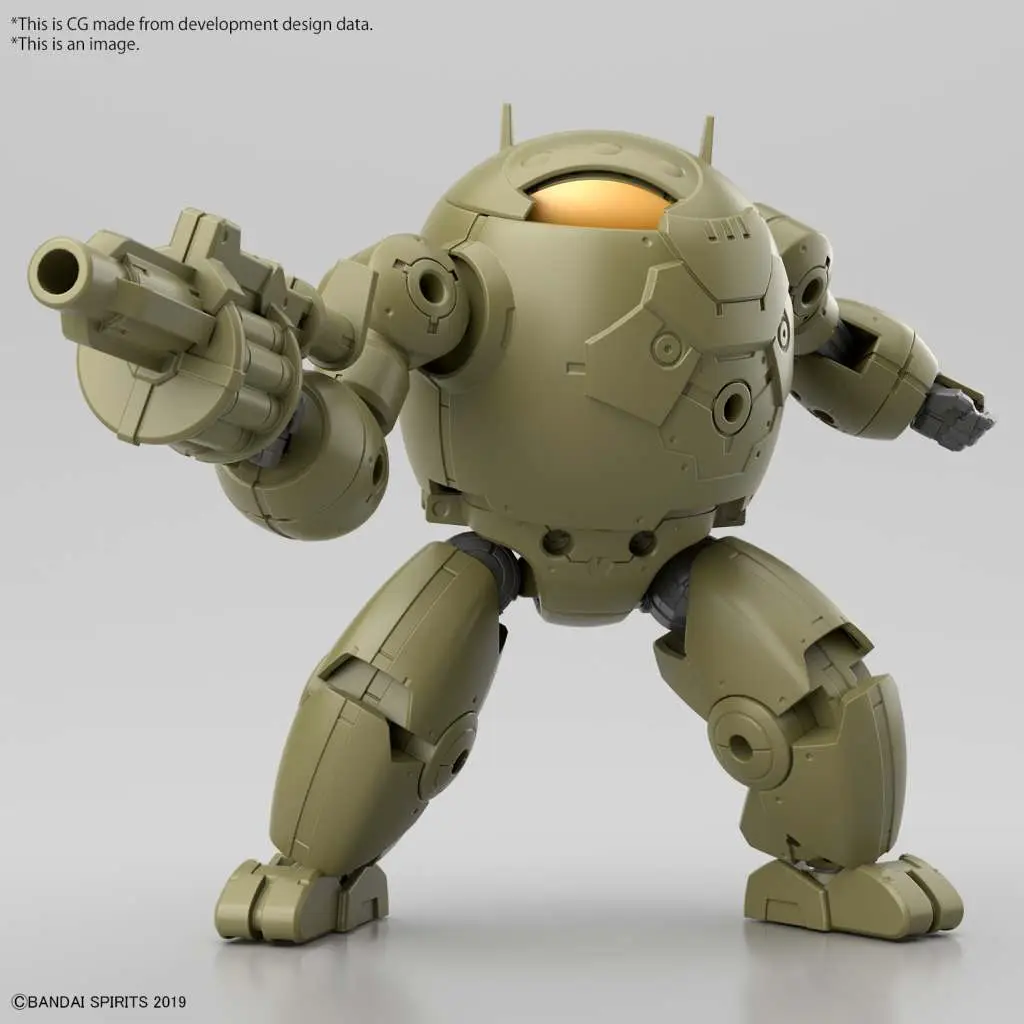 Model kit of a robot with a beige color scheme on a gray background. Extended Armament Vehicle Armoured Assault Mecha Version