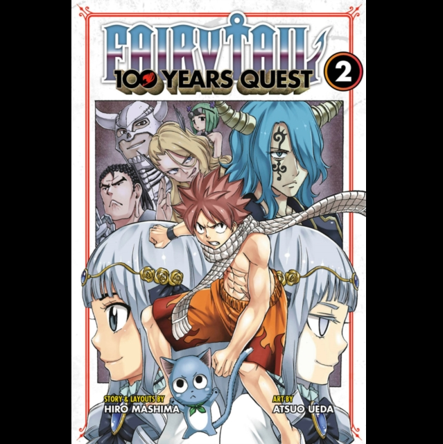 Front cover of the manga volume 'Fairy Tail: 100 Years Quest' Volume 2, featuring the main characters Natsu, Gray, and Jell in a dynamic illustration, with the title in stylized lettering at the top.
