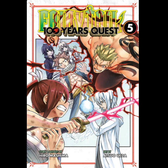 Front cover of the manga volume 'Fairy Tail: 100 Years Quest' Volume 5, featuring the main characters Natsu, Lucy, Gray, and Erza in an action-packed illustration with the title at the top. Fairy Tail: 100 Years Quest Vol.5 Paperback Manga