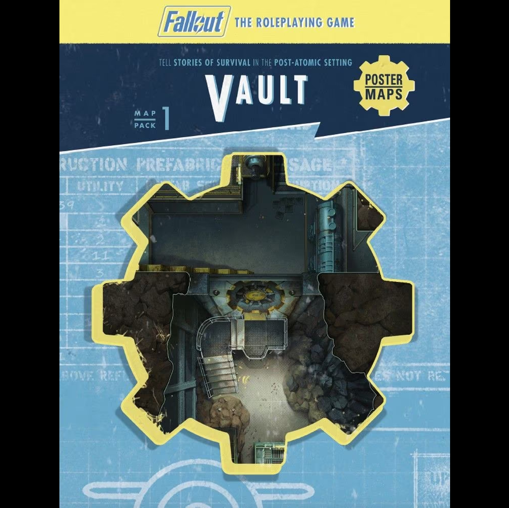 Modiphius Fallout The Roleplaying Game Map Pack 1 Vault with eight poster sized battlemaps