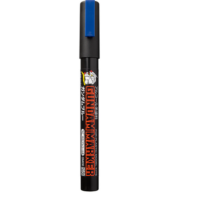 Gundam marker pen with blue cap on a white background. GM06 Gundam Marker Blue