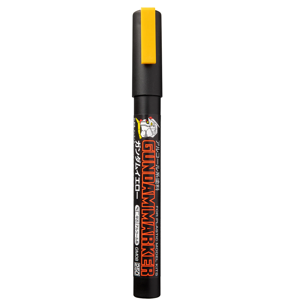 Black marker with yellow cap on a white background. GM08 Gundam Marker Yellow