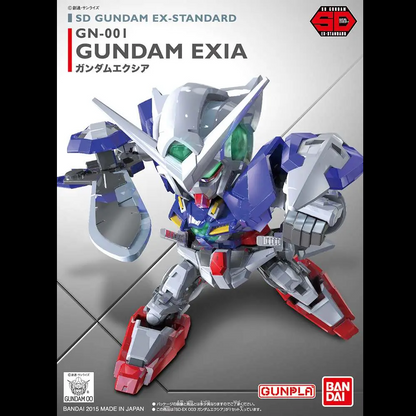 SD Gundam EX-Standard 003 GN-001 Gundam Exia Gunpla Snap-fit coloured SD model kit with GN Sword, Long Blade, Short Blade and Shield