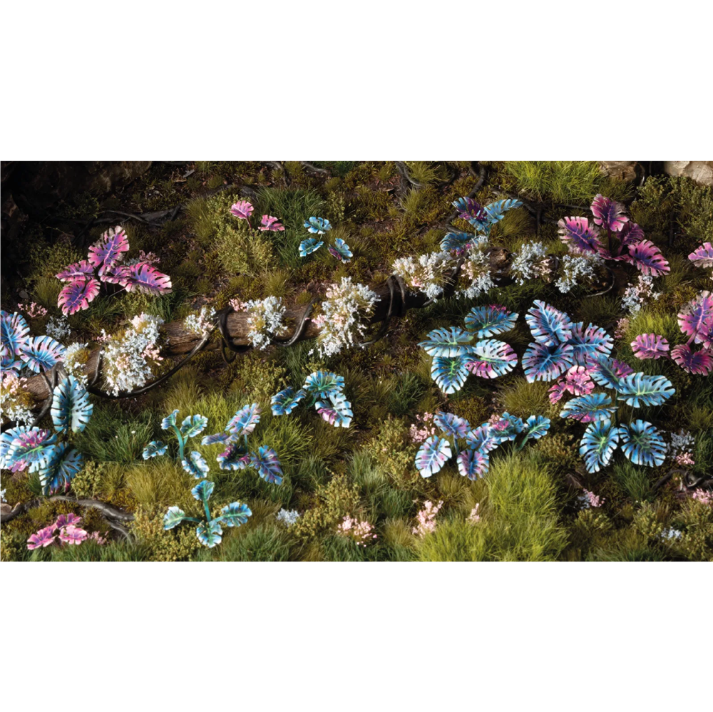 Gamers Grass Alien Monstera Paper Plants sheet with 47 coloured leaves for miniature dioramas
