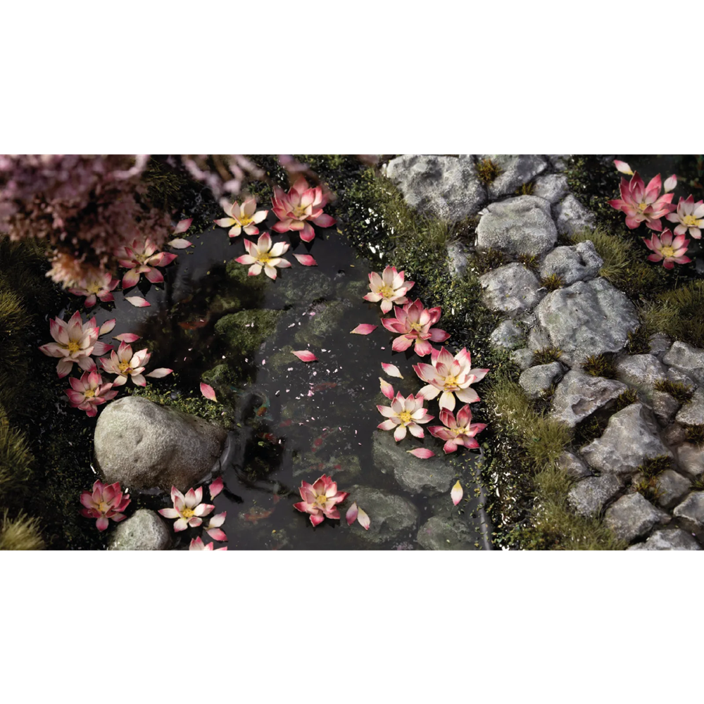 Gamers Grass Lotus Flower Paper Plants sheet with 42 coloured petal groups for miniature pond and diorama scenes