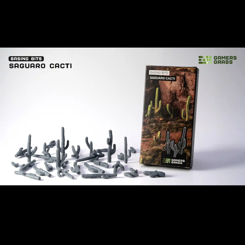 Gamers Grass Saguaro Cacti. Saguaro cacti modelling bits with packaging on a white background