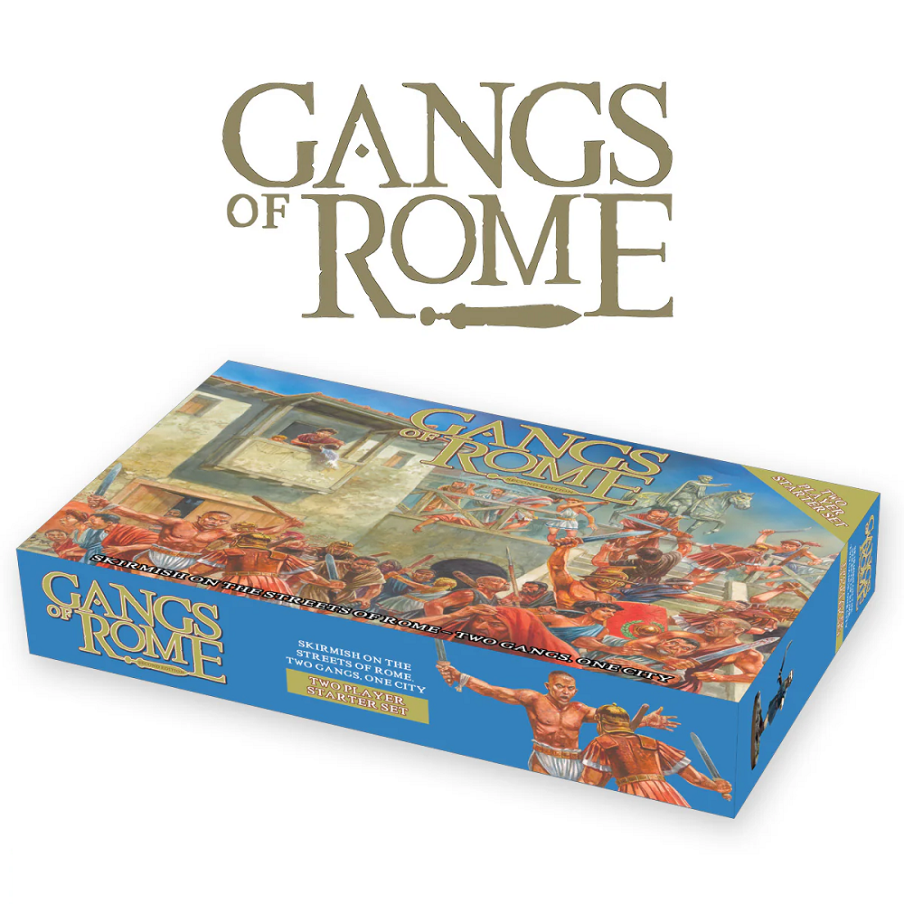 Board game box for 'Gangs of Rome' on a white background