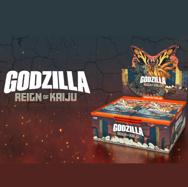Godzilla: Reign of Kaiju game box with character illustration on a dark background. Godzilla: Reign of Kaiju Booster