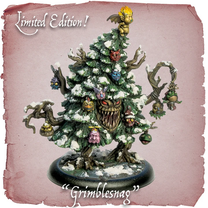 Add the unusual limited edition Grimblesnag to your Moonstone warband with this large Christmas Tree character miniature.