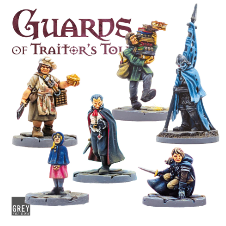 Guards of Traitor’s Toll Sinister Citizens. Set of miniature figurines with 'Guards of Traitor's Tower' text on a white background