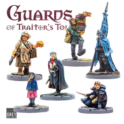 Guards of Traitor’s Toll Sinister Citizens. Set of miniature figurines with 'Guards of Traitor's Tower' text on a white background