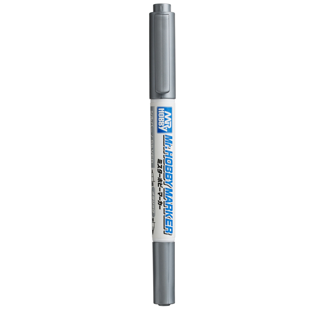 Silver marker with a white cap on a white background. Gundam Marker Cm-02 Silver