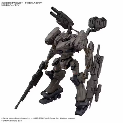 1/144 scale Gundam RaD CC-2000 Orbiter Nightfall plastic model, posable. Mechanical figure with weapons on a white background