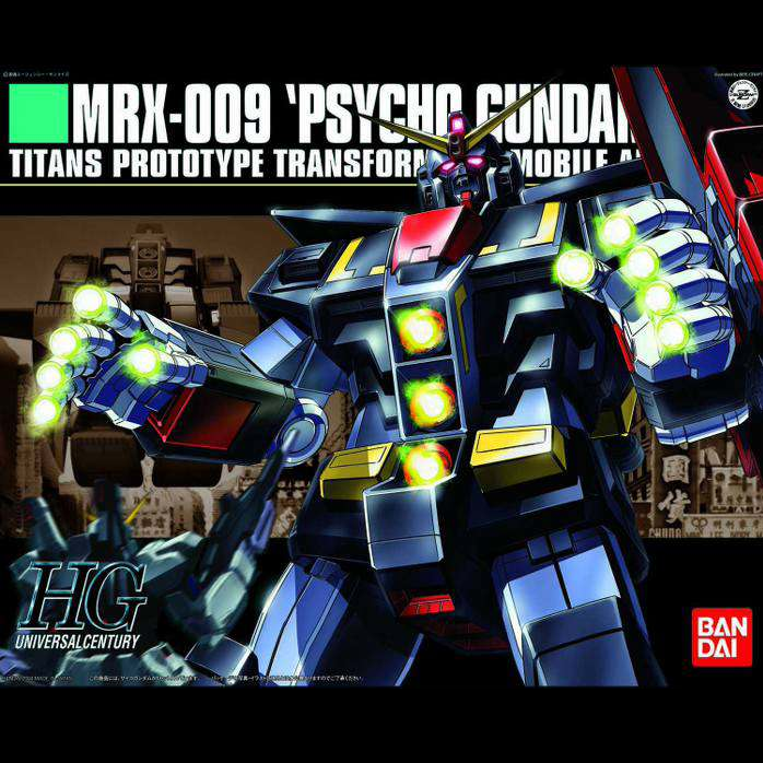 1/144 scale model kit of MRX-009 Gundam Psycho, featuring transformable Mobile Armor, beam cannons, foil stickers, and movable parts. Requires assembly.