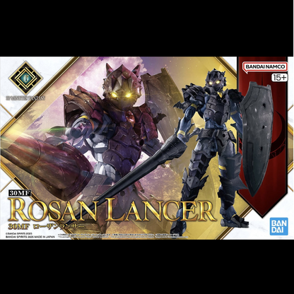 Gundam Fully articulated Rosan Lancer fantasy mech model kit with armour and weapon parts.