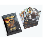 A black Witcher card pack labele...