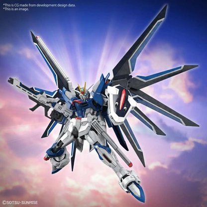 Bandai HGCE Rising Freedom Gundam 1/144 High Grade Gunpla model kit in mobile suit and HiMAT MA mode with deployable wings