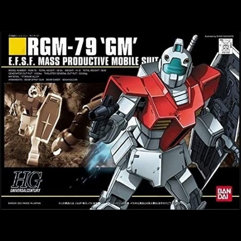 Bandai HGUC RGM-79 GM 1/144 High Grade Universal Century plastic model kit with Beam Spray Gun and Beam Saber