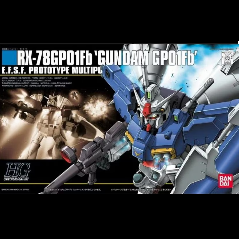 Bandai HGUC RX-78GP01Fb Gundam GP01 Full Burnern 1/144 High Grade model kit from Gundam 0083 Stardust Memory. Universal Century Gunpla. Ages 8+.