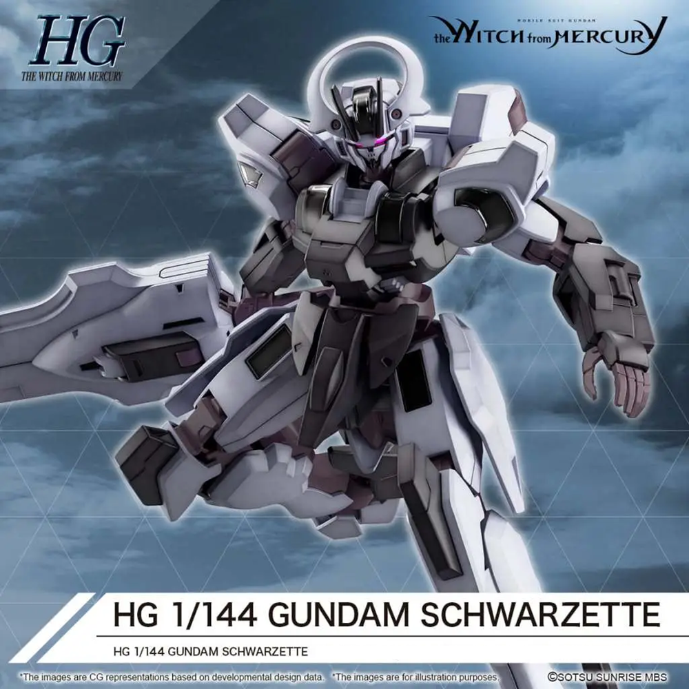 Bandai HG Gundam Schwarzette 1/144 High Grade The Witch From Mercury model kit with Guardian unit