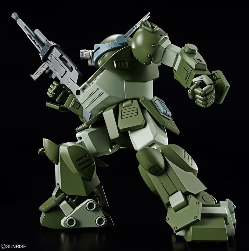 Bandai HG Scopedog ATM-09-ST High Grade VOTOMS 1/144 model kit in heavy machine gun action pose