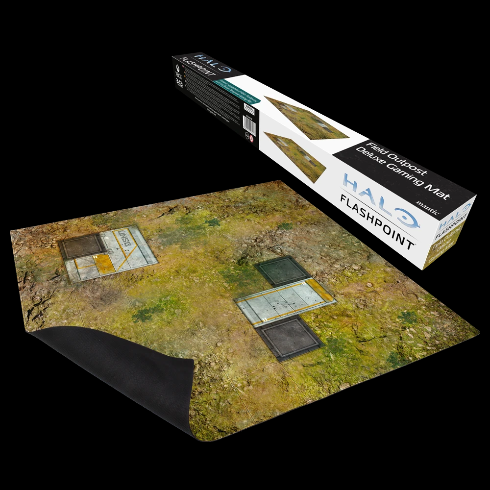 The Field Outpost Deluxe Gaming Mat by Mantic Games offers a full-colour neoprene surface with rubber backing, ideal for stable and immersive gameplay.