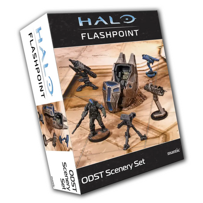 HALO Flashpoint ODST Scenery Set packaging with figures and scenery on a white background