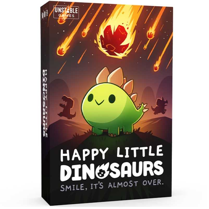 Happy Little Dinosaurs base game card set with dinosaur meeples player boards and cards for tabletop gameplay