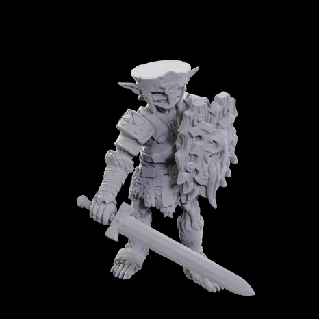 Hobgoblin Soldier WizKids Pathfinder Battles Deep Cuts. Grey warrior figurine with armour and a sword on a white background