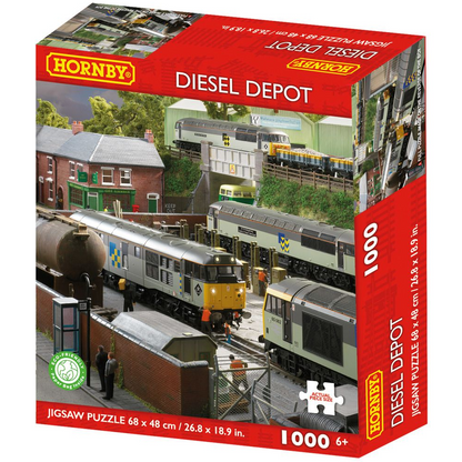 Hornby Diesel Depot 1000 piece jigsaw puzzle with Class 25 56 and 60 locomotives