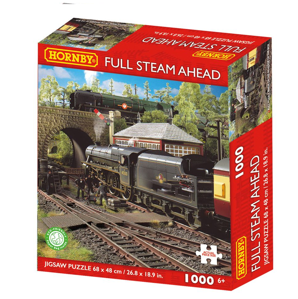 Hornby Full Steam Ahead 1000 piece jigsaw puzzle with Holland Africa Line and GWR Class 4500 locomotives