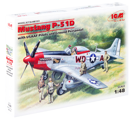 ICM Mustang P-51D with USAAF Pilots and Ground Personnel 1:48 Scale Plastic Model Kit