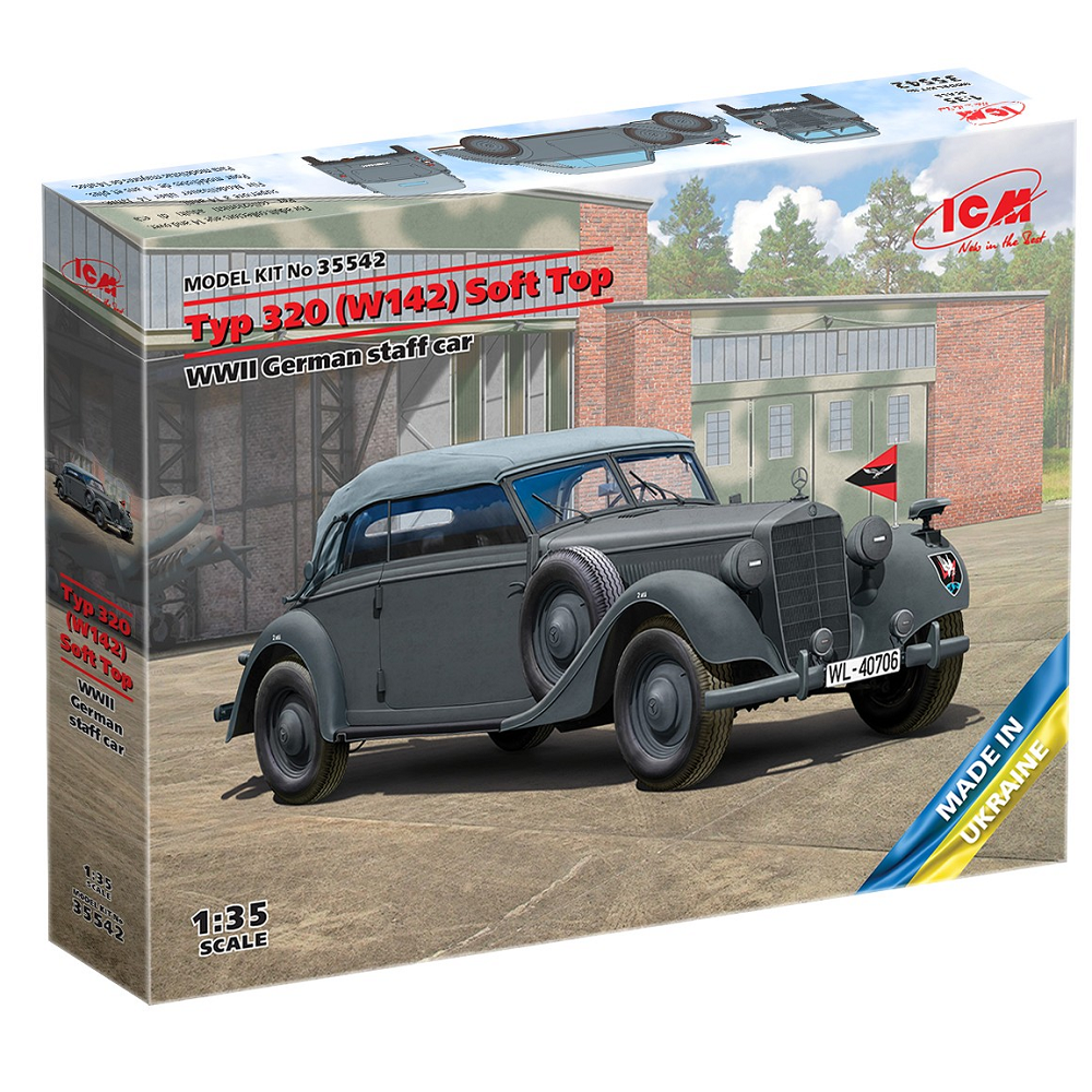 ICM Typ 320 W142 Soft Top 1:35 scale Mercedes-Benz WWII staff car plastic model kit