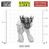 Nocturnal Backpacks from the Resin Bits range by Green Stuff World. A pack of 6 3D printed ABS-like resin Night Lord style backpacks to help you customise your Warhammer 40k space marines