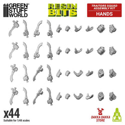 Traitors Squad Assembly Kit Hands from the Resin Bits range by Green Stuff World. A pack of 44 3D printed ABS-like resin hands