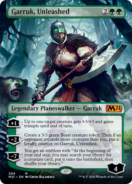 Garruk, Unleashed Borderless Art #284 MTG Core 2021 Single