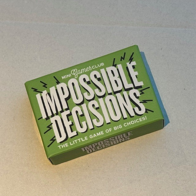 Impossible Decisions small green box with white writing 