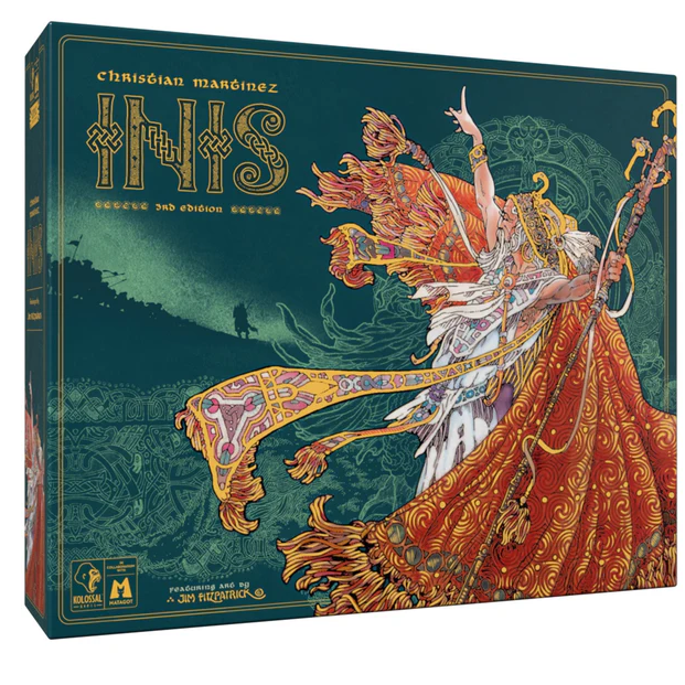 Inis 3rd Edition board game with Celtic themed tiles buildings and markers