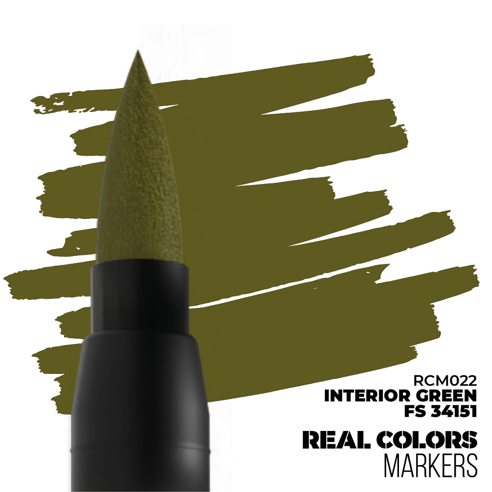 Interior Green FS 34151 RC Marker by AK Interactive, fast-drying acrylic paint pen with matte finish for interior tones and detailed accents on miniatures and models.