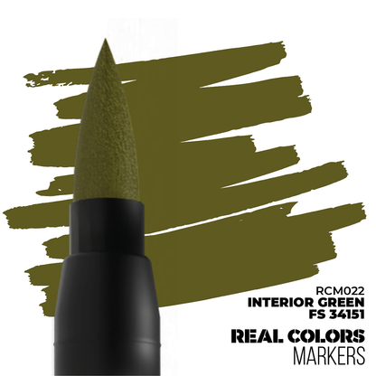 Interior Green FS 34151 RC Marker by AK Interactive, fast-drying acrylic paint pen with matte finish for interior tones and detailed accents on miniatures and models.