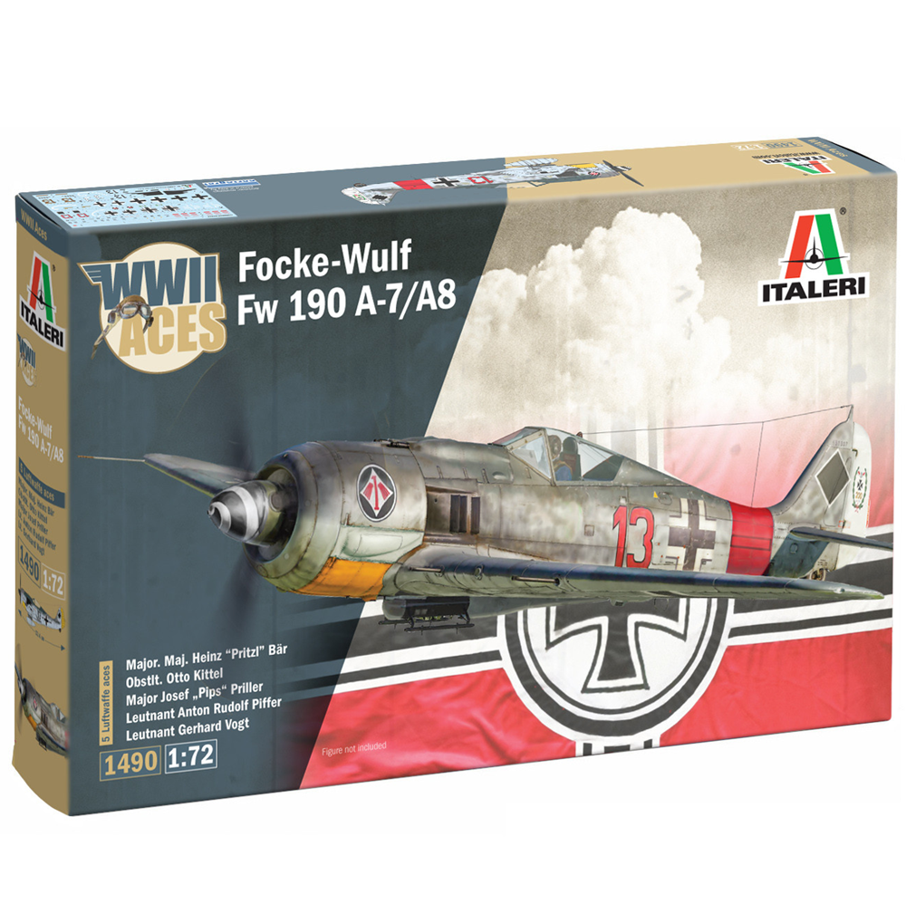 Model airplane kit box for WWII Focke-Wulf Fw 190 A-7/A8 by Italer. Italeri Focke-Wulf Fw 190 A-7/A8i
