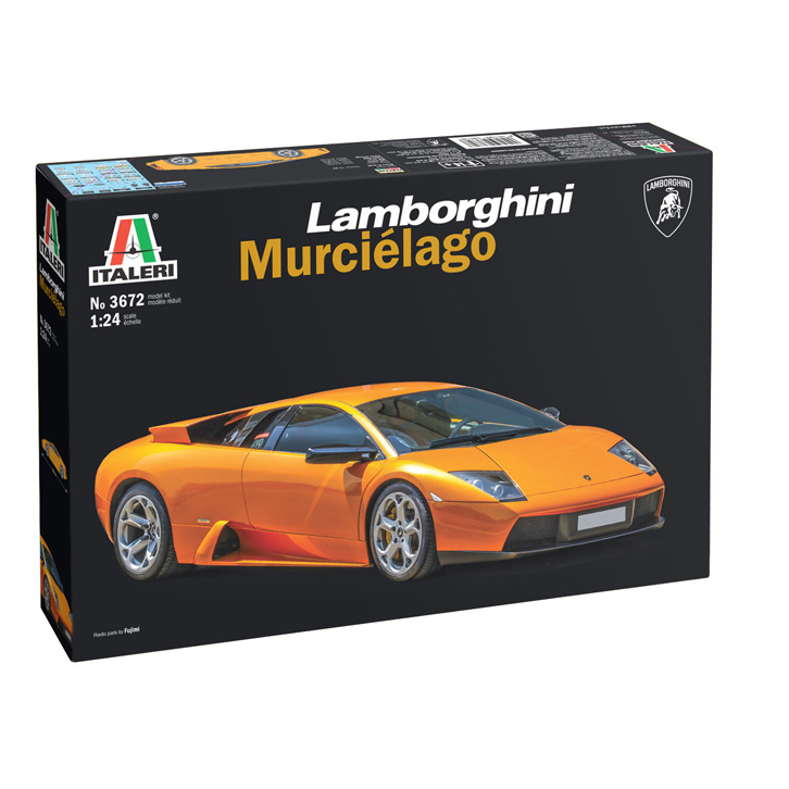 Italeri Lamborghini Murciélago. Model car kit box for Lamborghini Murcielago by Italeri on a white background