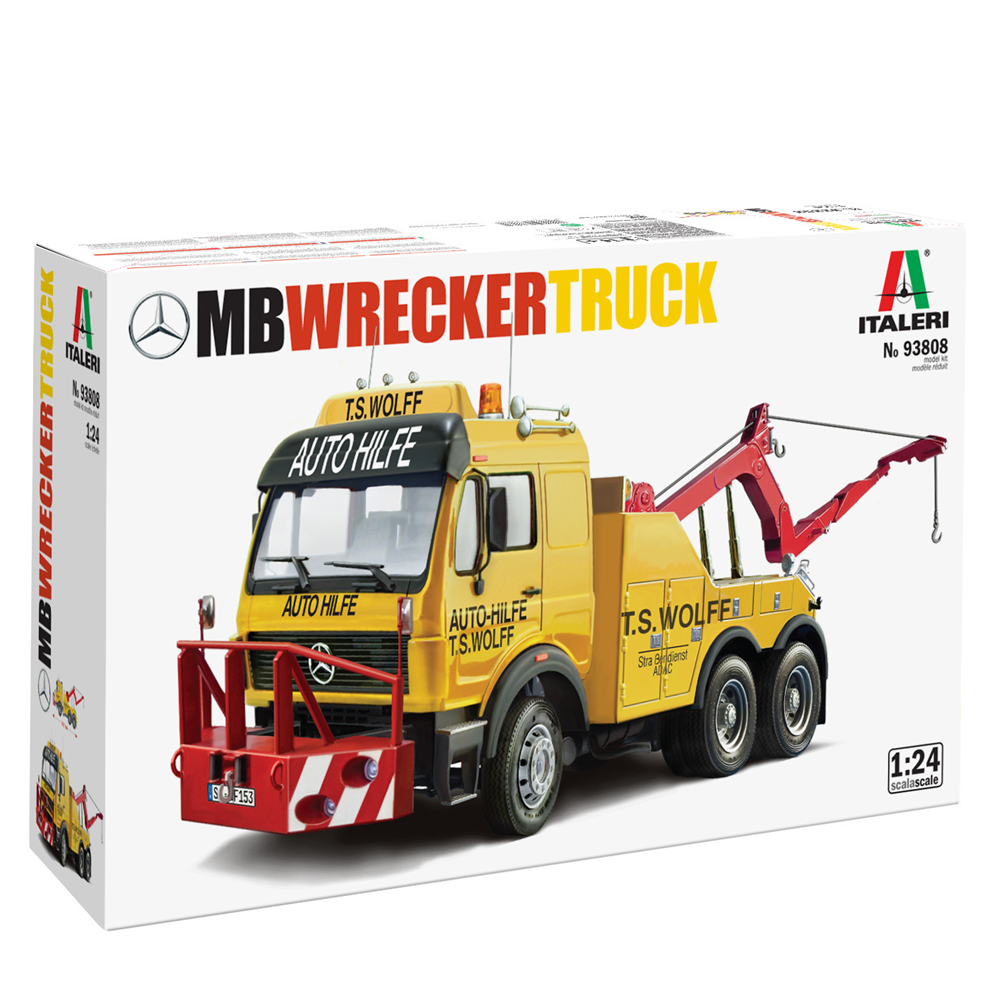 Model kit box of an MB Wrecker Truck by Italeri on a white background
