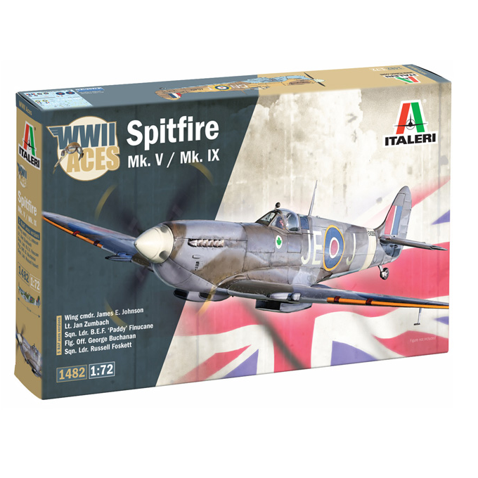 Italeri Spitfire Mk.V / Mk.IX. Model airplane kit box for WWII Spitfire Mk V/Mk IX by Italeri